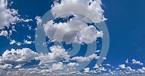 Stunning skyscape with cumulus clouds. Cloudy sky panorama photo