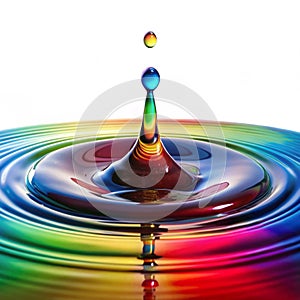 Color drop in water isolated on white background photo