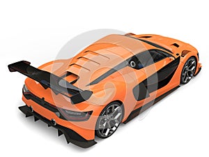 Stunning sports car - willpower orange and black colors - back view