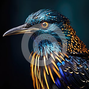Stunning Starling, Close-Up Portrait of a Feathered Marvel