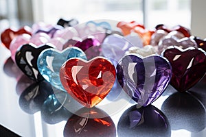 Elegant Heart-shaped Glass and Metal Objects on White Marble Tabletop photo