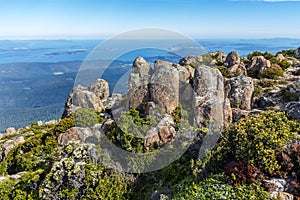 Stunning summit of Mount Wellington overlooking Hobart and the south coast