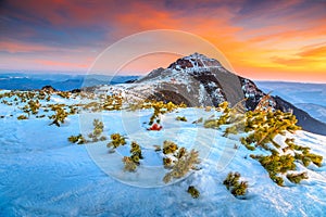 Stunning sunrise in the high mountains,Ceahlau,Carpathians,Transylvania,Romania