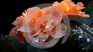 Stunning Sunrise Image: Begonia With Fresh Water Drops In Soft Morning Light