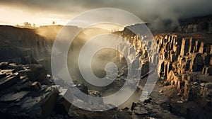 Dramatic Canyon Landscape With Terraced Cityscapes - Michal Karcz Style photo
