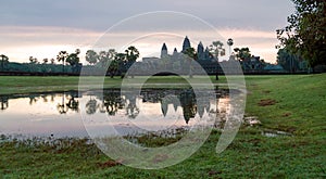 Stunning Sunrise and reflections at Angkor Wat - Siem Reap - Cambodia Biggest religious monument on the World.