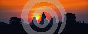 Stunning Sunrise in vintage style at Angkor Wat - Siem Reap - Cambodia Biggest religious monument on the World.