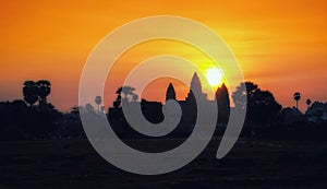 Stunning Sunrise in vintage style at Angkor Wat - Siem Reap - Cambodia Biggest religious monument on the World
