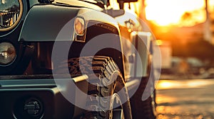 Stunning Sunset Close-up: Jeep Parked On Roadside, Sony Alpha A7 Mark Iv