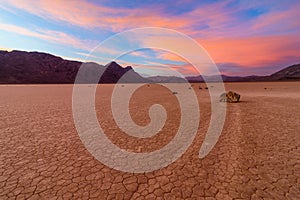 Stunning Sunset with Colorful Clouds at the Racetrack Playa in Death Valley National Park IN CALIFORNIA