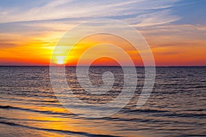 Stunning sunset on the empty beach, Cape Cod, USA