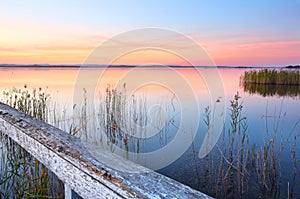 Stunning sunset and reflections at Long Jetty NSW Australia photo