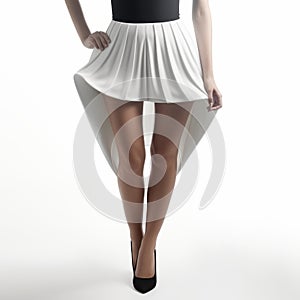 Stunning Symmetrical Asymmetry: A Girl In A Black Dress And White High Heels