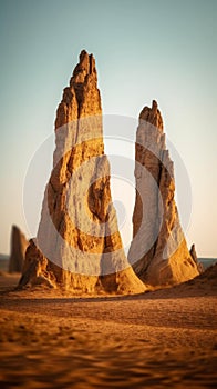 Majestic Twin Towers in Desert Landscape photo