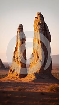 Majestic Twin Towers in Desert Landscape photo