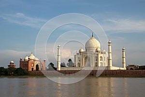 The stunning Taj Mahal in Agra, Uttar Pradesh, India, as seen from across the river