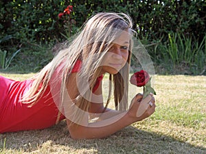 Stunning teenage girl in garden