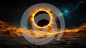 stunning total solar eclipse illuminates dramatic landscape