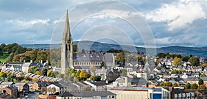 Stunning town view with St Eugene`s Cathedral in Derry, Northern Ireland