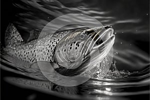 Stunning trout fish in black and white