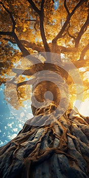 Stunning Uhd Image Of A Tree Trunk With Sky Roots