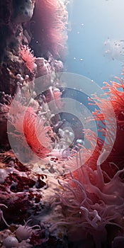 Stunning Underwater 3d Rendering Of Coral Ocean In Red And White