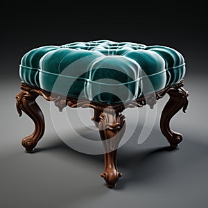 Stunning Velvet Victorian Foot Stool With Green Velvet Interior