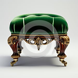 Stunning Velvet Victorian Foot Stool - Hyper-realistic 8k Cabinet Image