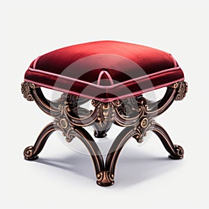 Stunning Velvet Victorian Foot Stool: Ornate Design In 8k Resolution photo