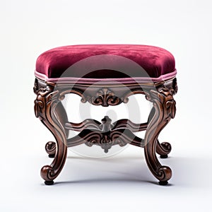 Stunning Velvet Victorian Foot Stool With White Background photo