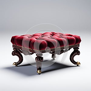 Stunning Velvet Victorian Ottoman With Carved Details