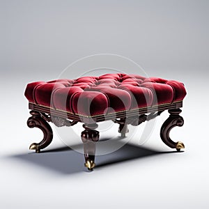 Stunning Velvet Victorian Ottoman With Carved Details photo