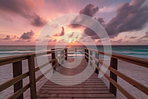 A stunning view of Adraga Beach, located in Portugal, photographed during a colorful sunset