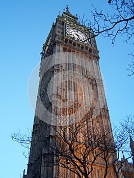 Stunning view of Big Ben, London, from frog perspective photo