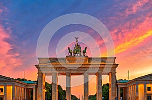 Stunning view of the Brandenburg Gate in Berlin at dusk