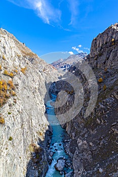 Stunning view of the canyon below Aletsch galcier photo