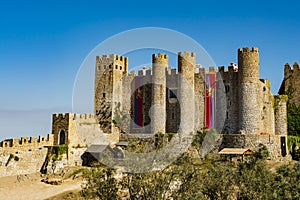 Stunning view of the Castle of Obidos, well-preserved medieval fortress in Oeste region, Portugal