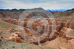 Stunning view of Charyn canyon against dramatic sky