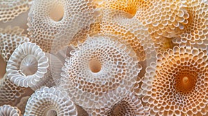 A stunning view of a colony of foraminifera with their delicate and intricately patterned shells on full display photo