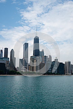 Stunning view of the downtown Chicago skyline, featuring a variety of skyscrapers and tall buildings