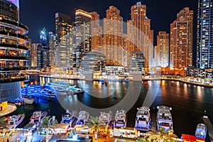 Stunning view of Dubai Marina at night