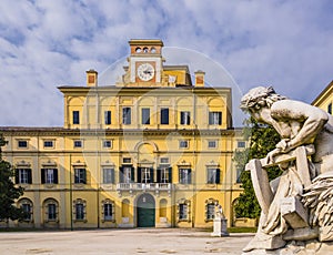 Stunning view of Ducal garden`s palace, Parma, Italy