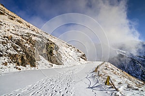 Stunning view of Fagaras mountains in winter