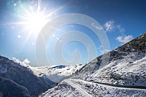 Stunning view of Fagaras mountains in winter