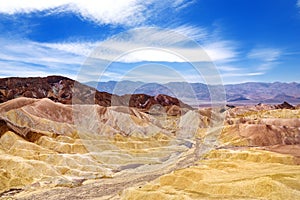 Stunning view of famous Zabriskie Point in Death Valley National Park