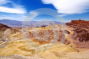 Stunning view of famous Zabriskie Point in Death Valley National Park