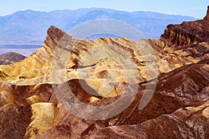 Stunning view of famous Zabriskie Point in Death Valley National Park