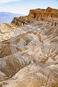 Stunning view of famous Zabriskie Point in Death Valley National Park, California, USA