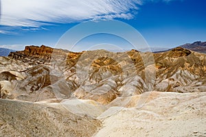 Stunning view of famous Zabriskie Point in Death Valley National Park, California, USA