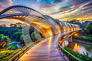 Singapore Henderson Bridge, Singapore Henderson Wave Bridge at Dusk photo